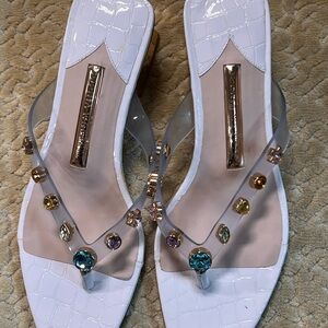 SOPHIA WEBSTER
White Camille Crystal-embellished Leather Sandals